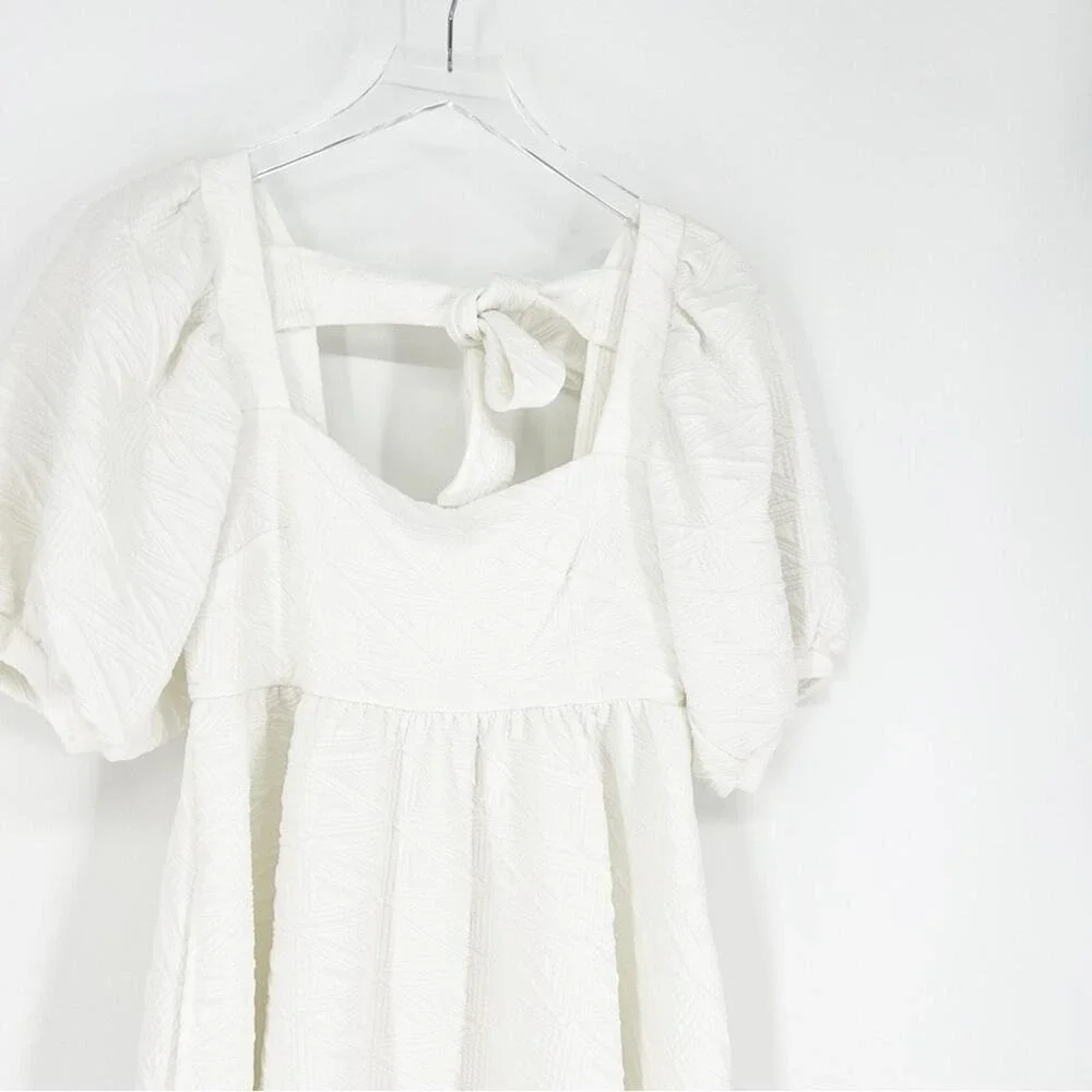 NWT Free People Violet Puff Sleeve Mini Dress S White